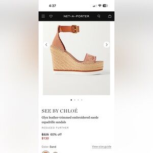 See by Chloe suede espadrille sandals, sand, size 9, like new, perfect condition